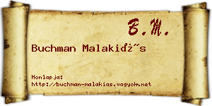 Buchman Malakiás névjegykártya